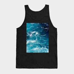 Wavy foamy blue white ombre sea water Aerial photo ocean splash wave abstract aqua summer Tank Top